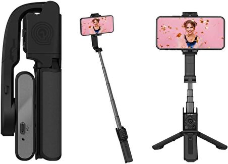 Coverzone Akıllı Telefonlar İçin Gimbal Stabilizator Ultra Hafif 195 Gram Dahili Batarya 460 mAh 360 Derece Dönebilen Başlık Android ve iPhone Katlanabilir Video Kaydı için Sabitleyici isteady Q