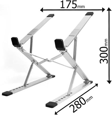 Coverzone Kaliteli Tok Alüminyum Dizüstü Bilgisayar Notebook Standı Yüksekliği Ayarlanabilir 30cm Maksimum Yükseklik Stand Taşınabilir Yükseltici MacBook Uyumlu Tüm Dizüstü Bilgisayar 10-16 inç N8