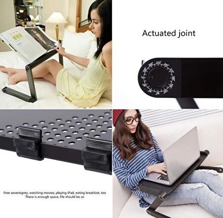 Coverzone Laptop Stand Katlanır Ayarlanabilir Hem Masa Hem Bilgisayar Kanepe Masası Tablet Notebook Kitap Dizüstü Bilgisayar Ve Kitap için 360 Derece Döner