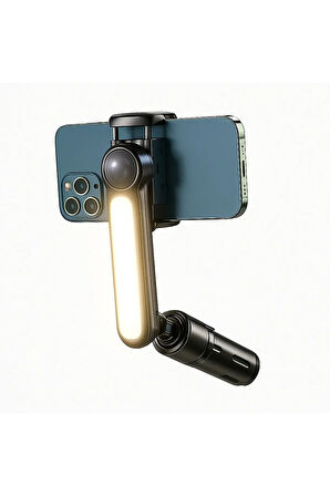 Akıllı Telefonlar İçin Gimbal Stabilizator Kendinden Işıklı 360 Derece Dönebilen Başlık L09