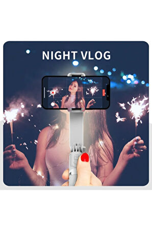 Akıllı Telefonlar İçin Gimbal Stabilizator Kendinden Işıklı 360 Derece Dönebilen Başlık L09