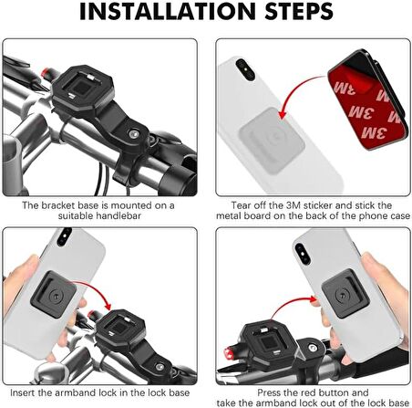 Coverzone Bisiklet Motosiklet ve Scooter için Gidon Uyumlu Telefon Tutucu 4-6.8 Modellere Uyumlu Kolay Kurulum ve Kullanım 146A-HL