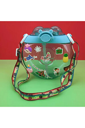 Su Matarası Askılı Suluk Renkli Desenli Karakter Çocuklara Özel Taşıması Kolay Okulda Kullanım CRK1