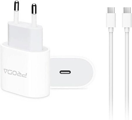 Coverzone Proda 20W Type-C to Type-C Hızlı Şarj Adaptörü PD Güç Şarj Cihazı Galaxy S23 Ultra ve Xiaomi 13 Pro Uyumlu Şarj Cihazı için Duvar Seyahati Şarj Kafa PRD-87C