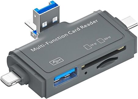Coverzone Usb Ligtning iphone - iPad Uyumlu ve Type-c Girişli Kart Okuyucu Multi OTG USB C Adapter SD TF Micro Card Reader Micro USB Adapter iphone Lighting için Dönüştürücü ADS-368