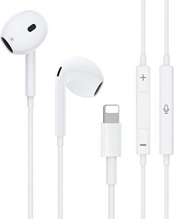 Coverzone Tak Çalıştır lightning Uçlu Mikrofonlu Kulaklık iPhone 13 Serisine Kadar Destek iPhone 11 ve 12 Uyumlu Lightning EarPods Kulaklık