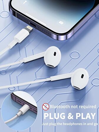 Coverzone Tak Çalıştır lightning Uçlu Mikrofonlu Kulaklık iPhone 13 Serisine Kadar Destek iPhone 11 ve 12 Uyumlu Lightning EarPods Kulaklık