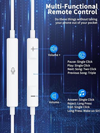 Coverzone Tak Çalıştır lightning Uçlu Mikrofonlu Kulaklık iPhone 13 Serisine Kadar Destek iPhone 11 ve 12 Uyumlu Lightning EarPods Kulaklık