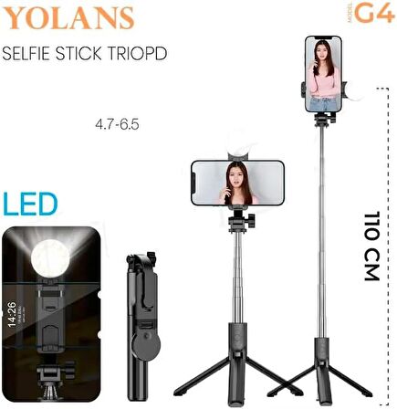 Coverzone Akıllı Telefonlar İçin Tripod Kendinden Işıklı Ultra Hafif 360 Derece Dönebilen Başlık Android ve iPhone Katlanabilir Video Kaydı için Sabitleyici G4 (Model G4)