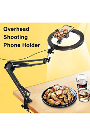Yayıncı Aydınlatma Kıskaçlı 10 inch Youtuber LED Işıklı Halka Telefon Tutuculu HLK-012A