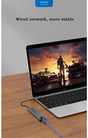Coverzone 8 in 1 Type C to 2 Port USB 3.0 2 SD Kart TF Kart HDMI RJ45 2PD Kablolu Adaptör iphone 15 Serisi Uyumlu Type C Girişli Android Cihazlara Uyumlu ZR38
