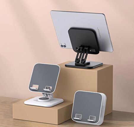 Coverzone 360 Derece Ayarlanabilir Ultra İnce Gerçek Tok Alüminyum Gövde Telefon ve Tablet Tutucu Masaüstü Telefon Stand F10max (Siyah)
