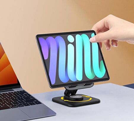 Coverzone 360 Derece Ayarlanabilir Ultra İnce Gerçek Tok Alüminyum Gövde Telefon ve Tablet Tutucu Masaüstü Telefon Stand F10max (Siyah)