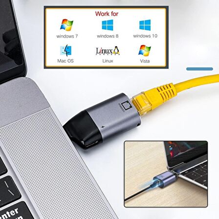 Coverzone 3.1 Type - C to Ethernet RJ45 Adaptör Çevirici 1/1000 1 Gigabit Tip C Ethernet Ağ LAN Adaptörü Macbook ve Type C çıkışlı Notebook Dizüstü Bilgisiyar Uyumlu S-1725