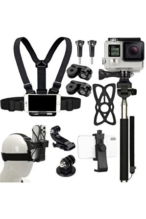 Aksiyon Kamera ve Telefon Tutucu Boyun Askısı Gezi -Seyahat Kayıt Aparatı Göğüs ve Kafa BandıSER-12X