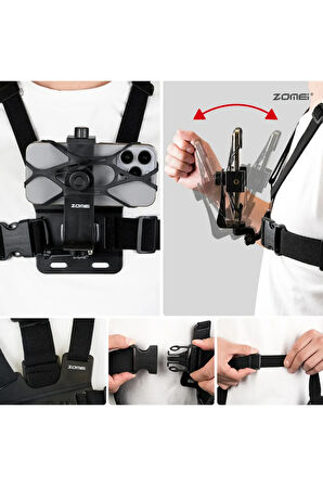 Aksiyon Kamera ve Telefon Tutucu Boyun Askısı Gezi -Seyahat Kayıt Aparatı Göğüs ve Kafa BandıSER-12X