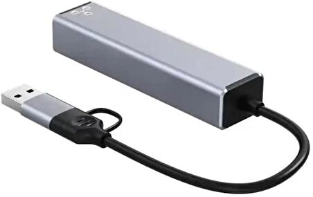 Coverzone Gigabit Type-C To Ethernet RJ45 Çift Uçlu Çevirici Kablolu İnternet Dönüştürücü 1000Mbps Macbook ve Notebook İle Uyumlu Tak Çalıştır USB-C To LAN Adaptörü RJ45 Tip-C HC72Q