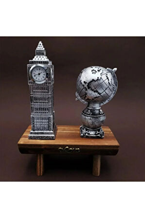 Nostaljik Retro Ahşap Londra Saat Kulesi Dekoratif Hediyelik Biblo Ev Süsü  Özel Hediye 1x