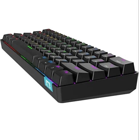 Ajazz Oyuncu Klavye STK61 Pudding Keycap Kablolu & Bluetooth Çift Mod Mekanik Gaming Keyboard (STK61 - Siyah - Kırmızı Switch)