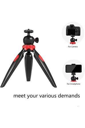 Tripod Modern Tarasım 3 Ayak Mini Kamera ve Telefon Tripodu + Döner Başlık Telefon Tutucu FSD004