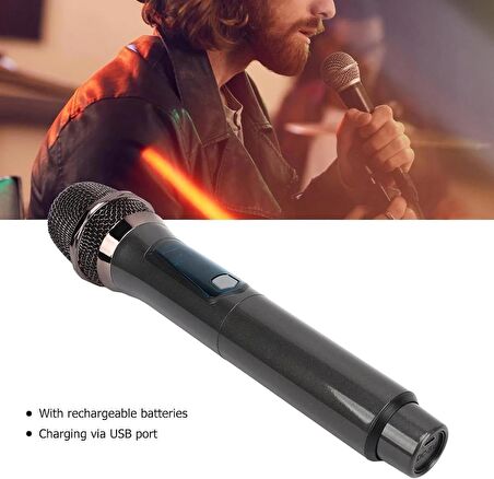 Coverzone Kablosuz Karaoke Mikrofonu 6.35mm Amfi Hoparlör İçin ve Sahne Performansı Çok Amaçlı Aktiviteler İçin Tak Çalıştır Kablosuz Mikrofon Dış Mekan Kullanıma Uygun WN04 (Çiftli Mikrofon)