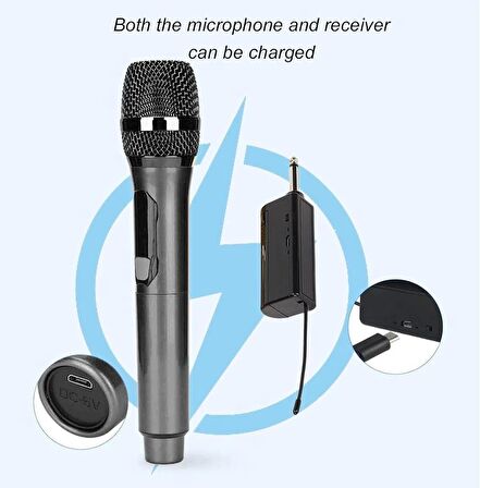 Coverzone Kablosuz Karaoke Mikrofonu 6.35mm Amfi Hoparlör İçin ve Sahne Performansı Çok Amaçlı Aktiviteler İçin Tak Çalıştır Kablosuz Mikrofon Dış Mekan Kullanıma Uygun WN04 (Çiftli Mikrofon)