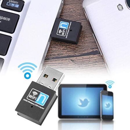 AC - Wifi 5 2.4 GHZ 300 Mbps Mini Usb Wireless Kablosuz Wifi Ap Adaptörü Dongle Wlan Alıcı