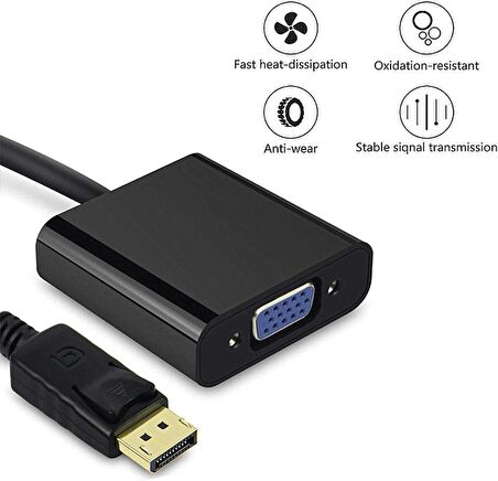 Displayport To VGA Çevirici Dönüştürücü Kablo Görüntü Aktarıcı Laptop Tv Monitör Bağlama Adaptör