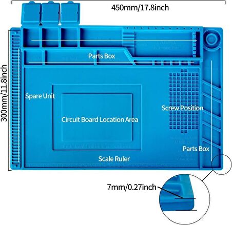 Büyük Boy S160 Yanmaz Isıya Dayanıklı Silikon Teknik Servis Mıknatıslı Cep Telefonu Tamir Pedi 45x30