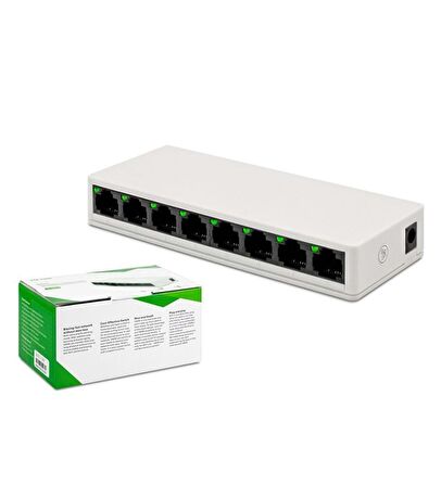 Ethernet Rj45 Çoklayıcı Dağıtıcı 8 Port Masaüstü Switch Hub Network Ağ Anahtarı 10/100MBPS LV-SW08