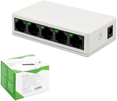 Ethernet Rj45 Çoklayıcı Dağıtıcı 5 Port Masaüstü Switch Hub Network Ağ Anahtarı 10/100MBPS