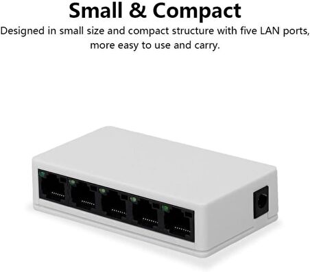 Ethernet Rj45 Çoklayıcı Dağıtıcı 5 Port Masaüstü Switch Hub Network Ağ Anahtarı 10/100MBPS