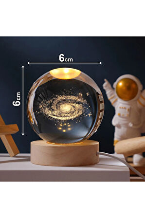 Cam Küre Işıklı Masaüstü Aydınlatma Oda Ve Salon Gece Lambası Dekoratif 6cm X 6cm Milky Way