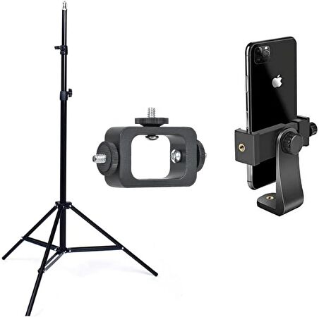 Coverzone Cep Telefonu Montaj Adaptörü, Canlı Yayın/Fotoğrafçılık Işık Yayıncı Için Vidalı Evrensel Cep Telefonu Tutucu, Cep Telefonu için Tripod (O-STD1 Tutucu + Tripod + P231 Telefon Tutucu)