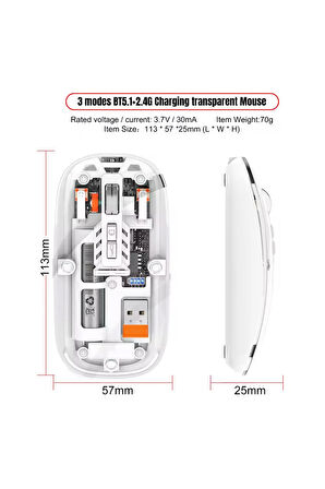 Şeffaf Kablosuz Mouse Usb Reciever Ile Bağlan Modern Tasarım M233