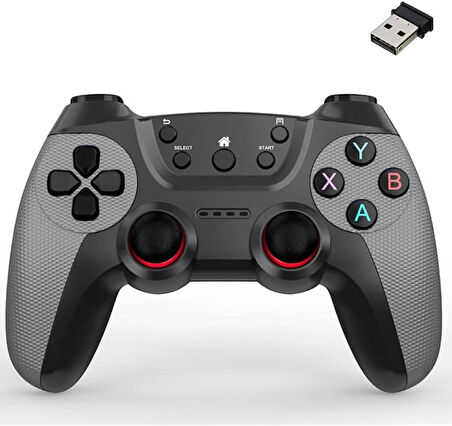 Coverzone 2.4G Kablosuz Gamepad PC Uyumlu Pilli Joystick Wireless Oyun Kolu Kişiselleştirilmiş Düğme, Hassas Trigger Kaymaz Tasarım G2.4G (Gri)