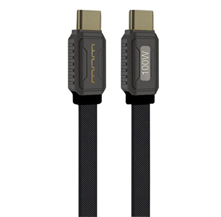 Coverzone Type - C to Type C Hızlı Şarj ve Data Kablo iPhone 15 İle Uyumlu 100 Watt USB-C to USB-C Uyumlu 1 Metre Şarj Kablosu X198 (100W - Siyah)
