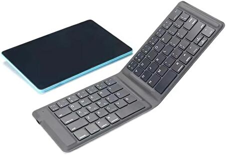 Coverzone Mini İnce Katlanabilir Bluetooth Klavye Taşınabilir iPhone iPad Mac Android Windows iOS için İngilizce Q Keyboard Siyah ZR672