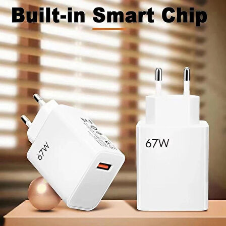 Coverzone USB C Kablolu Hızlı Duvar Şarj Cihazı USB Çıkışlı Tablet ve Telefon Şarj Aleti Fast Charge Wall Charger USB Şarj Başlığı TRW420-67W