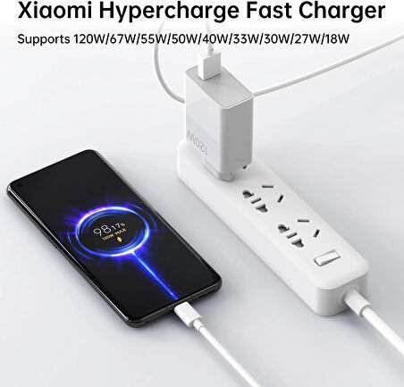 Coverzone USB C Kablolu Hızlı Duvar Şarj Cihazı  USB Çıkışlı Tablet ve Telefon Şarj Aleti Fast Charge Wall Charger USB Şarj Başlığı TRW420-120W