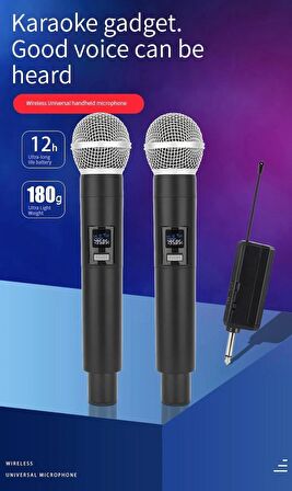 Coverzone Kablosuz Karaoke Mikrofonu 6.35mm Amfi Hoparlör İçin 600 Hz ila 800 KHz Çok Amaçlı Tak ve Çalıştır WN06 (Ciftli-WN-06)