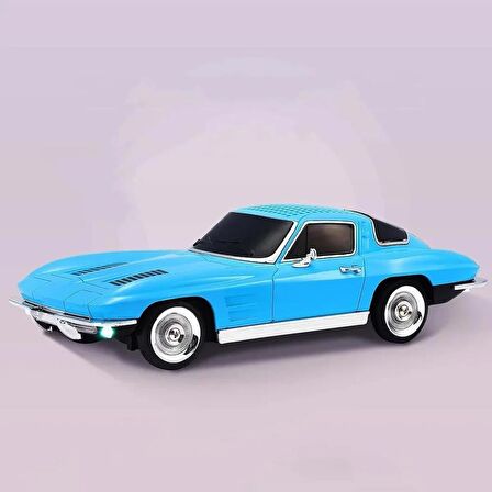 Coverzone Kablosuz Hoparlör Bluetooth Retro Ride 1963 Chevrolet Corvette Klasik Araba Görünümlü Hoparlör ve FM Radyo USB SD AUX Girişli WS-1969 (Mavi)