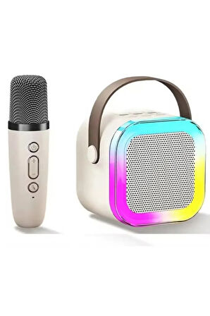 Kablosuz Mikrofonlu Karaoke Makinesi Taşınabilir Bluetooth Hoparlör Seti K12 10 x 10 x 6 cm