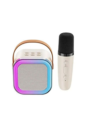 Kablosuz Mikrofonlu Karaoke Makinesi Taşınabilir Bluetooth Hoparlör Seti K12 10 x 10 x 6 cm