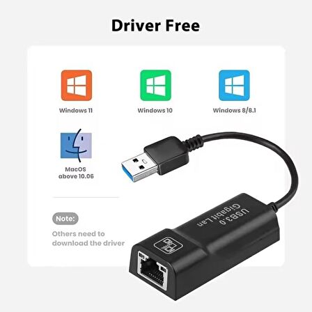 Coverzone Notebook ve PC Uyumlu Type-C 3.1 USB 3.0 to Ethernet Adaptör 10/1000/1000Mbps USB to RJ45 Adaptör Çevirici (NRT-1048)