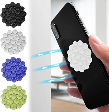 Coverzone Vantuzlu Telefon Tutucu Geniş Kullanım Alanlı Yumuşak Taşınabilir Silikon Telefon Standı Beyaz
