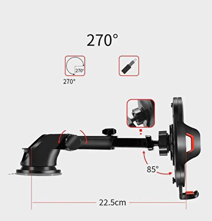 Coverzone Profesyonel Araç İçi Telefon Tutucu Vantuzlu Model iPhone Uyumlu Kullanımı Kolay Güçlü Tutucu Samsung Uyumlu Xiaomi Uyumlu Y12-G2