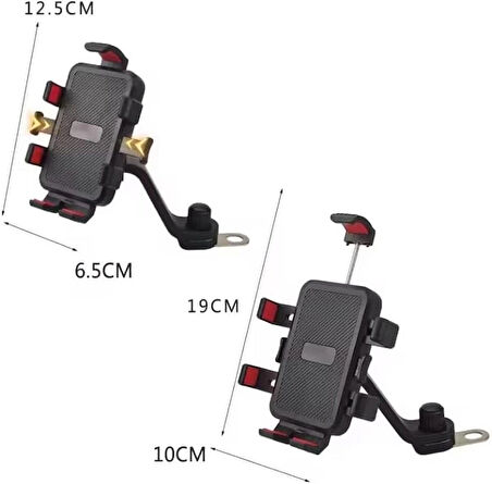 Coverzone Bisiklet Motosiklet ve Scooter için Dikiz Aynası Uyumlu Telefon Tutucu Orjinal Malzeme Yüksek Kalite 360 Derece Dönebilen Universal Modellere Uyumlu Kolay Kurulum BY555