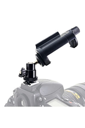 Kamera Üstü Montaj Aparatı Bilyeli Mafsal Oynar Başlı ve Telefon Tutucu Kamera Telefon Tutamacı MFS1