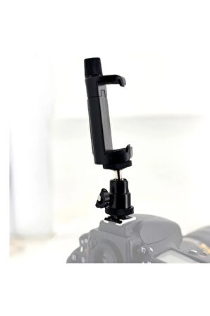 Kamera Üstü Montaj Aparatı Bilyeli Mafsal Oynar Başlı ve Telefon Tutucu Kamera Telefon Tutamacı MFS1